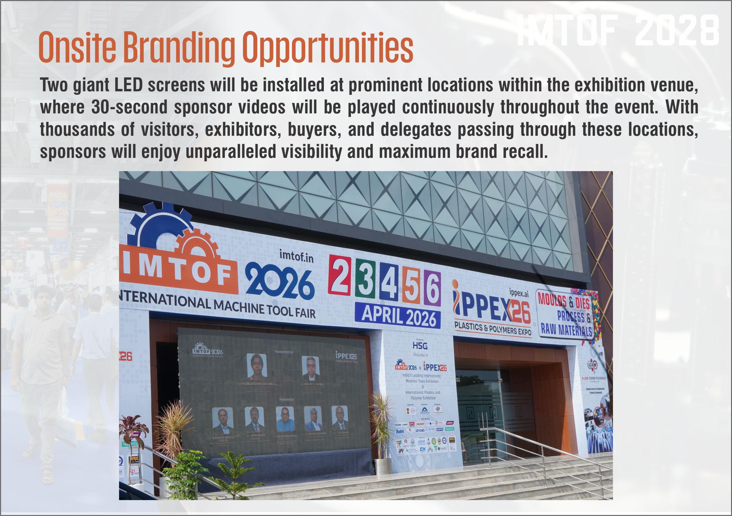 LED screen branding at the exhibition entrance